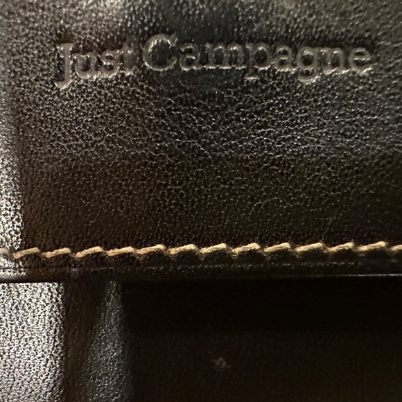 JUST CAMPAGNE WOMENS BLACK LEATHER BIFOLD WITH DOUBLE COIN POCKETS - Picture 8 of 8